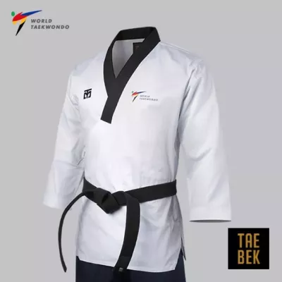 Dobok Poomsae TAEBAEK pour homme, col noir.