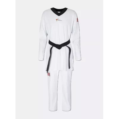 Dobok MOOTO EXTERA Pro complet, haut blanc et pantalon blanc.