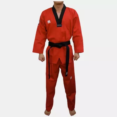 Dobok de Taekwondo MOOTO RED CHALLENGER complet, col noir