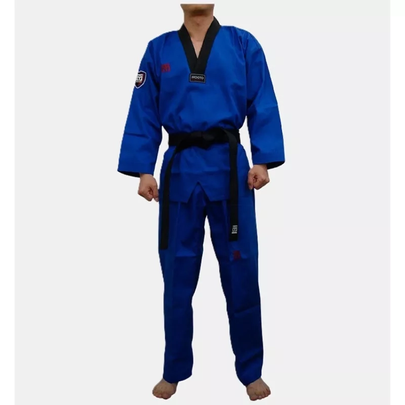 Dobok de Taekwondo MOOTO BLUE CHALLENGER complet, col noir