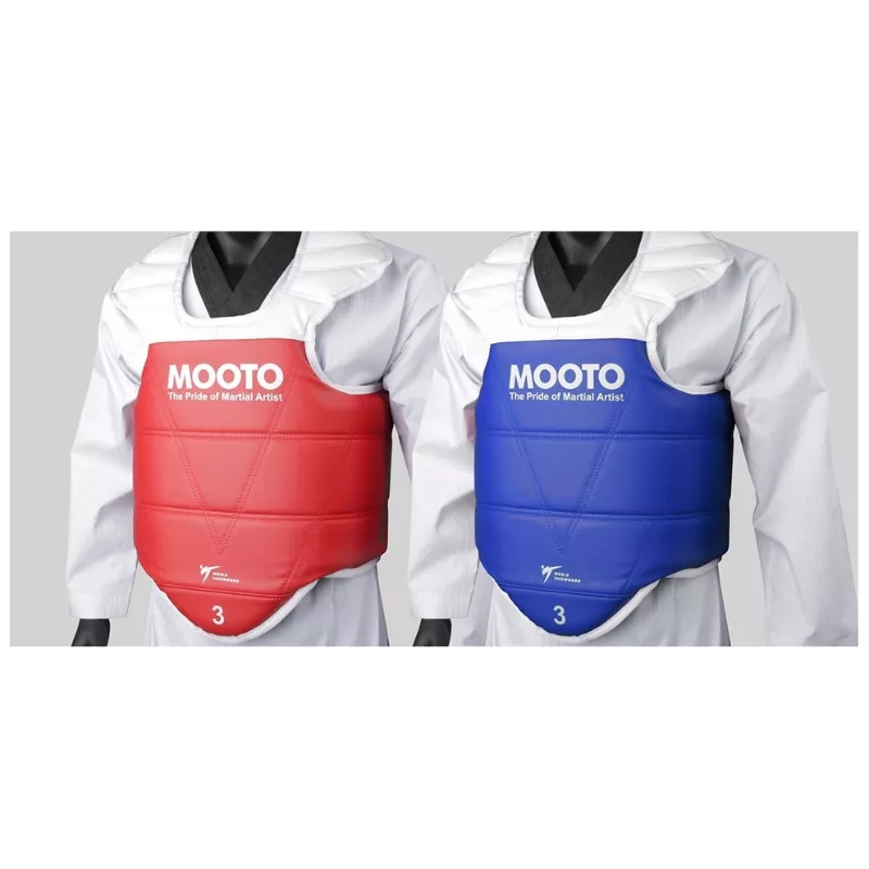 MOOTO Reversible Taekwondo Chest Guard - Red/Blue WT Approved